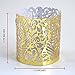 Frux Home and Yard Votive Candle Holders - Flameless Tea Light Votive Wraps- 48 Gold Colored Laser Cut Decorative Wraps Flickering LED Battery Tealight Candles (not Included)