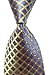 Secdtie Men's Classic Checks Light Blue White Jacquard Woven Silk Tie Necktie YUE14 (One Size, Blue&Light Yellow)