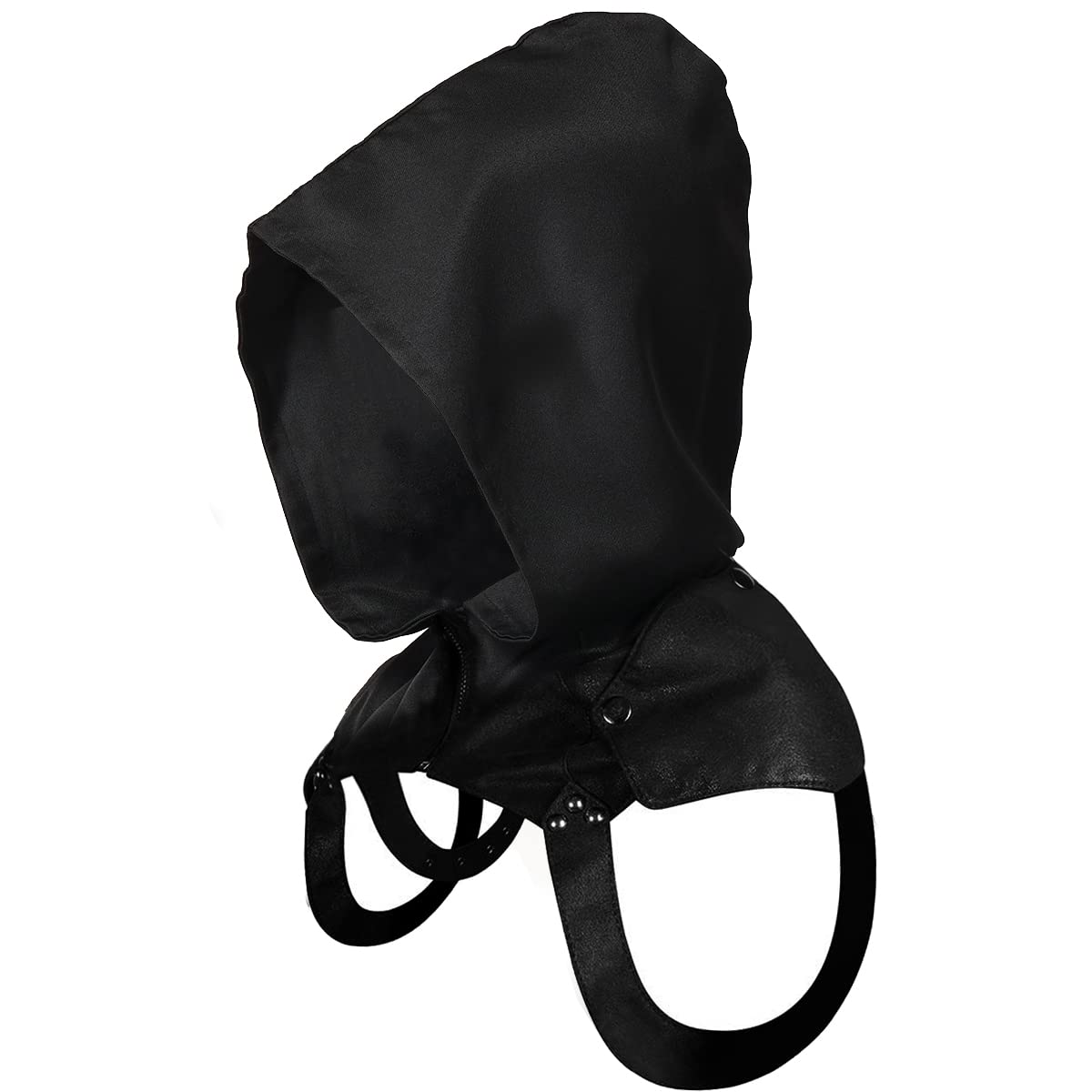 BLESSUME Steampunk Rogue Cowl Hood Hat Costume Cape with Adjustable Arm Buckle (Black 1)