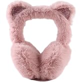 Peecabe Winter Kids Earmuffs Warm Girl Ear Muffs For Toddler Kid Children Earmuff with Cat Ears Girls Ear Warmer (Pink)