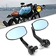 DREAMIZER Motorcycle Bar End Mirrors Universal 7/8" Handle Bar End Rear View Mirror Compatible with Honda Grom,Yamaha,Kawasaki,Ducati,Suzuki (black-2)