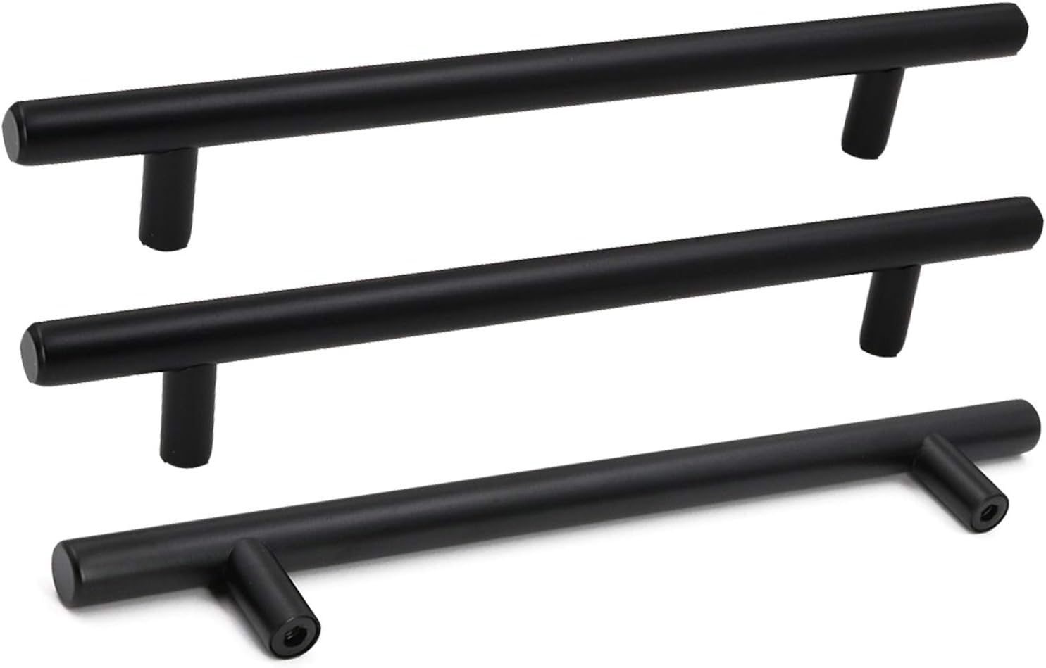 Goldenwarm 16 Pack Black Kitchen Cupboard Handles 160mm Hole Centers, Black Kitchen Door Handles Stainless Steel T-Bar Drawer Pulls