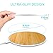 Wireless Charging Pad, Qi Phone Charger, Compatible With iPhone X, 8 Samsung Galaxy Smartphones, Fast Cordless Charging Pad, Bamboo Wooden Slim Flat Disk, Anti-Slip Wood Design, Sleep Friendly Light