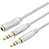 Ugreen Gold Plated 3.5mm Female to 2 Male Headphone Mic Audio Y Splitter Cable with Separate Headphone / Microphone Plugs, Aluminum Case