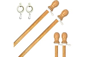 Ilot 56" Wooden Flag Pole for House Pack of 2 Improved Design Tangle Free Adjustable Rotating Rings Heavy Duty Flag Poles for Outside Fit Most Flag Sizes