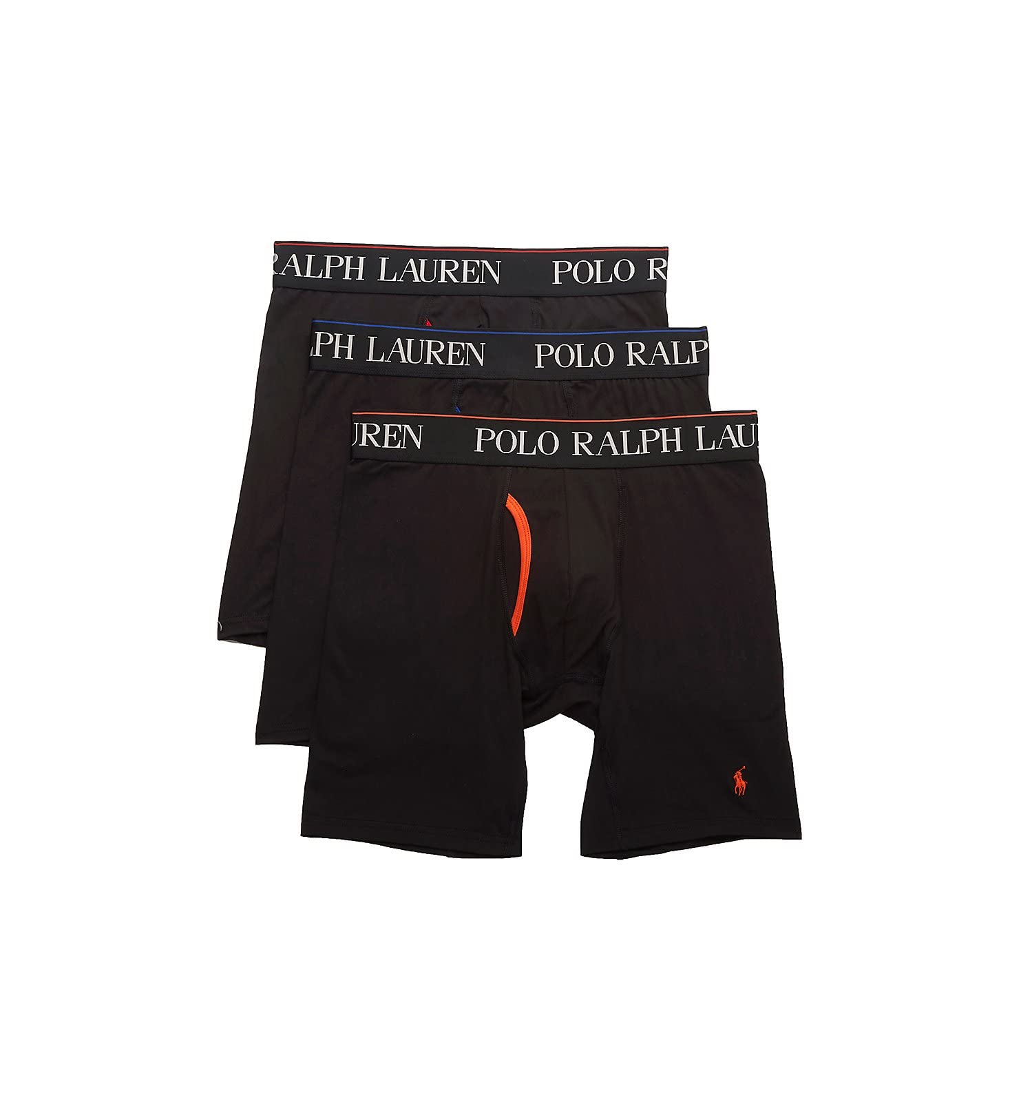 Photo 1 of POLO RALPH LAUREN Men's 4D Flex Cooling Microfiber Boxer Briefs, Polo Black/Active Orange, Polo Black/Rugby Royal, Polo Black/Red, Medium