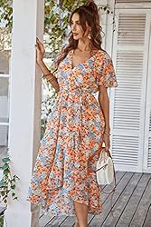 PRETTYGARDEN Women's 2024 Floral Boho Dress Wrap V