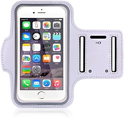 iPhone 6 Armband,easy Fitting Armband - Featured with Scratch-resistant Material, Slim Lightweight, Dual Arm-size Slots (For Small and Large Arms), Sweat Proof and Key Pocket, Also Fits with iPhone 4/4s/5/5c/5s/6 and iPod (White)
