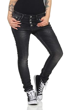 Fashion4Young 11407 LEXXURY Damen Jeans Röhrenjeans Hose Boyfriend Baggy Haremscut Damenjeans