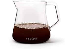 Fellow Mighty Small Glass Serving Carafe for Coffee, Clear 5mm Borosilicate Glass, 10 oz/300mL Capacity, No-Drip Spout, Sturd