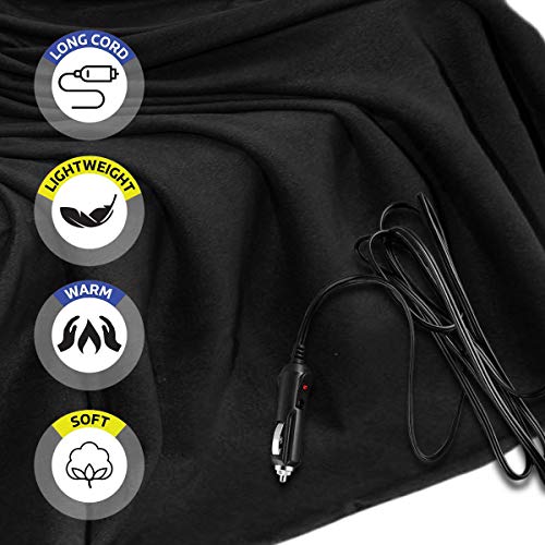 VaygWay Electric Heated Car Blanket 12 Volt Fleece Travel Blanket