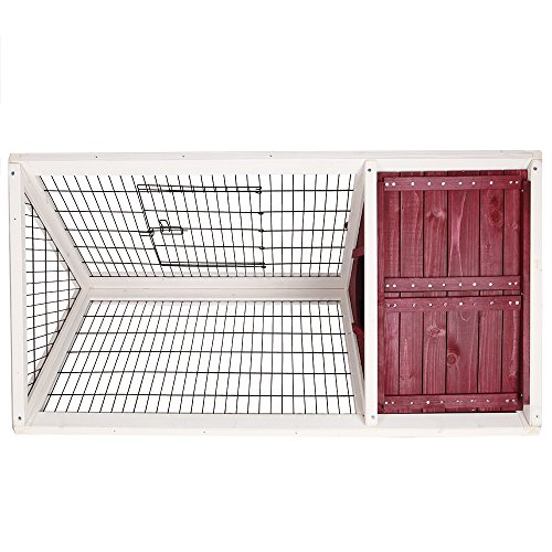 Petsfit Wooden Predator Proof Triangular Shaped 46" Pet Rabbit Hutch