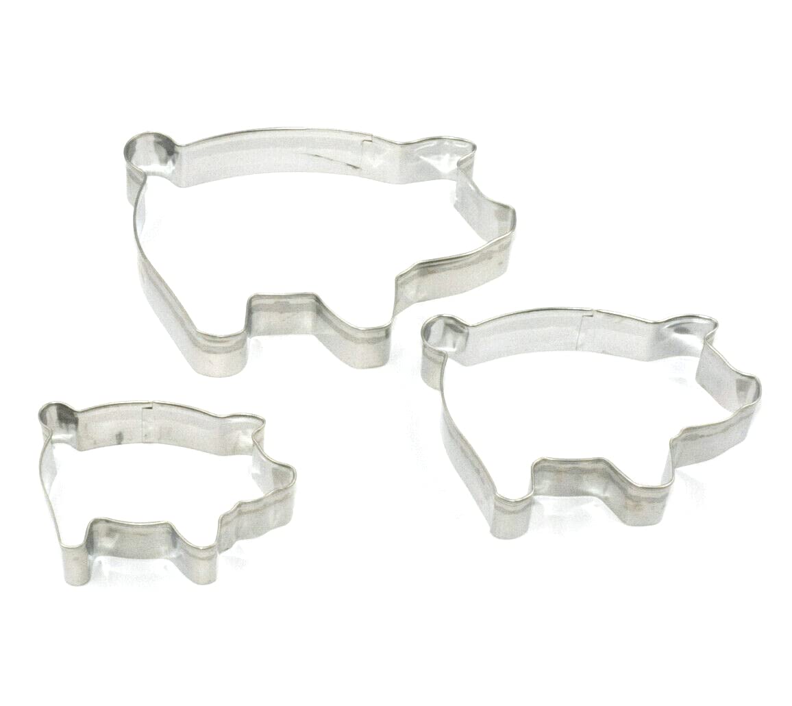 Selecto Bake 3 Pieces of Farm Pig Cutters Set Stainless Steel Cookie Stamps Sandwich Cutter Fondant Cake Mould Biscuit Press