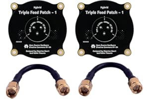 2PCS 5.8GHz FPV Triple Feed Patch Antenna, RCmall 9.4dBi High Accuracy SMA Male to SMA Male Cable Adapter, Directional Circul