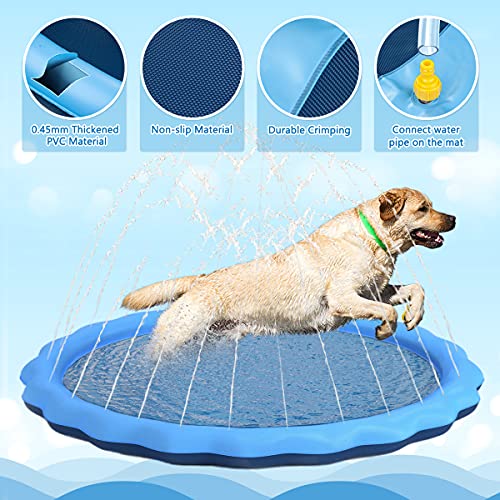 Docuwee Splash Sprinkler Pad with a Flying Disc for Dogs Kids, 67
