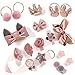 Baby Girls Hair Accessories Clips Ties Fully Covered Bows with Hanger Set, babies barettes for Infant and Toddlers fine hair 18pcs (Korea Pink)