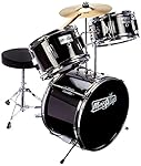 Music Alley DBJK02-BK Kids 3 Piece Beginners Drum Kit, Black