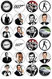 24 James Bond 007 Edible Wafer Paper Cup Cake Toppers by CakeThat