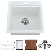 21 Inch White Bar Sink Drop In Quartz-Bokaiya 21x20 White Drop In Kitchen Sink Outdoor Rv Topmount Workstation Single Bowl We