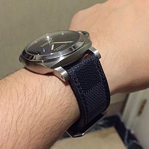 Custom 24mm Handmade Premium Calf Leather Watch Band Gunny Straps - Louis Vuitton Graphite (without LV Logo)