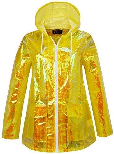 M1427 Ladies Waterproof RAIN MAC Parka Womens Festival Raincoat Sizes 8-16 Iridescent