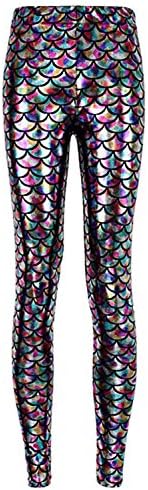 Emmy Lee Women Sexy Mermaid Fish Scale Hologram Stretch Soft Shine Leggings XXXL Multi-colour