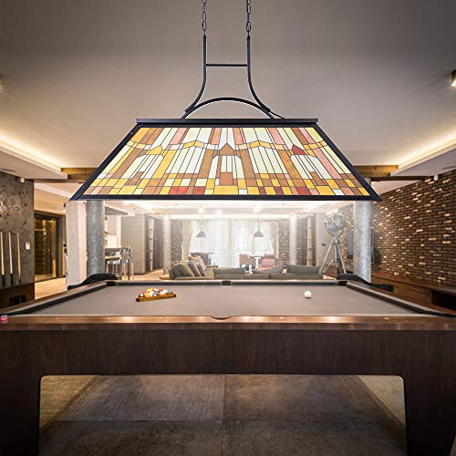 Wellmet Tiffany-Style Pool Table Light, 3-Light DIY Pool Table Lighting for 7ft, 8ft, 9ft Pool Table, Billiard Lights for Game Room Beer Party Men's Cave
