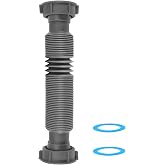 QruiLanTu 1-1/2" Flexible Sink Drain Pipe, Expandable Drain Hose, Adjustable Under Sink Drain Extension Tube 10" to 24.4", Thickened PP Sink Drain Replacement Hose for Kitchen Bathroom RV Sink, 1 Pack