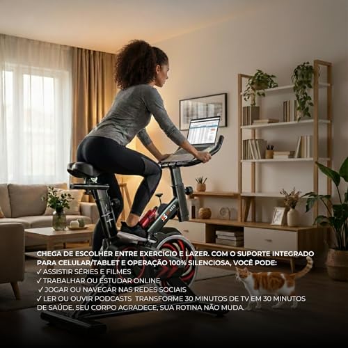 Bicicleta Ergométrica Fitness Para Cardio E Musculação Academia Com Base Cor Preto E Vermelho Marca Its 8kg Inercia