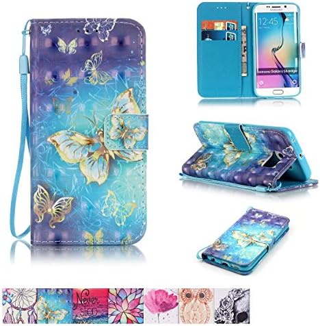 Galaxy S6 Edge Case, Firefish Kickstand Flip [Card Slots] Wallet Cover Double Layer Bumper Shell with Magnetic Closure Strap Protective Case for Samsung Galaxy S6 Edge