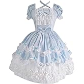 Women Sweet Lolita Dress Princess Halloween Cosplay Costumes Lace Layers Maid Dresses