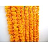 Craffair artificial marigold flower strings orange color, party backdrop, party decoration, Indian theme party decor, photo p