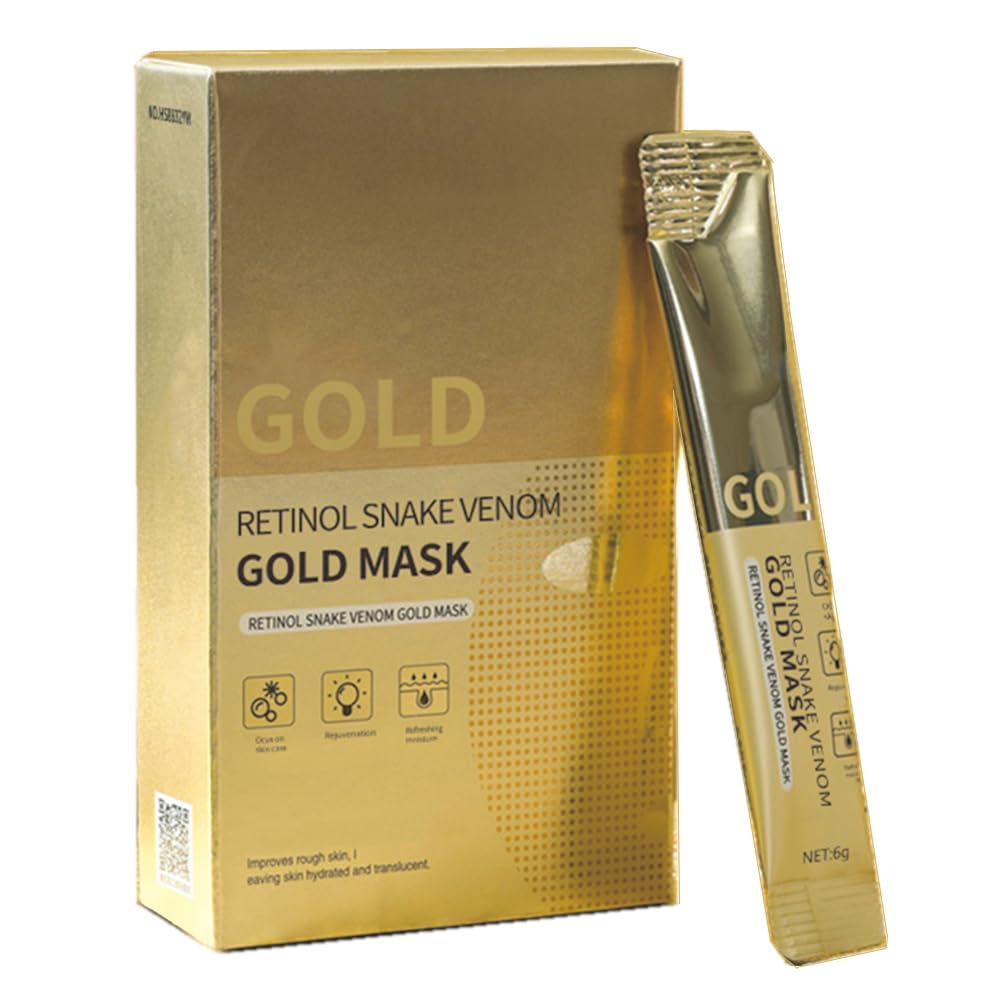 Retinol Snake Venom Gold Mask, Golden Collagen Peel Off Face Mask, Gold Peptide Anti-Aging Peel Off Facial Mask for Deeply Cleans Moisturizing, Hydrating Mask to Reduce Fine Lines & Wrinkles