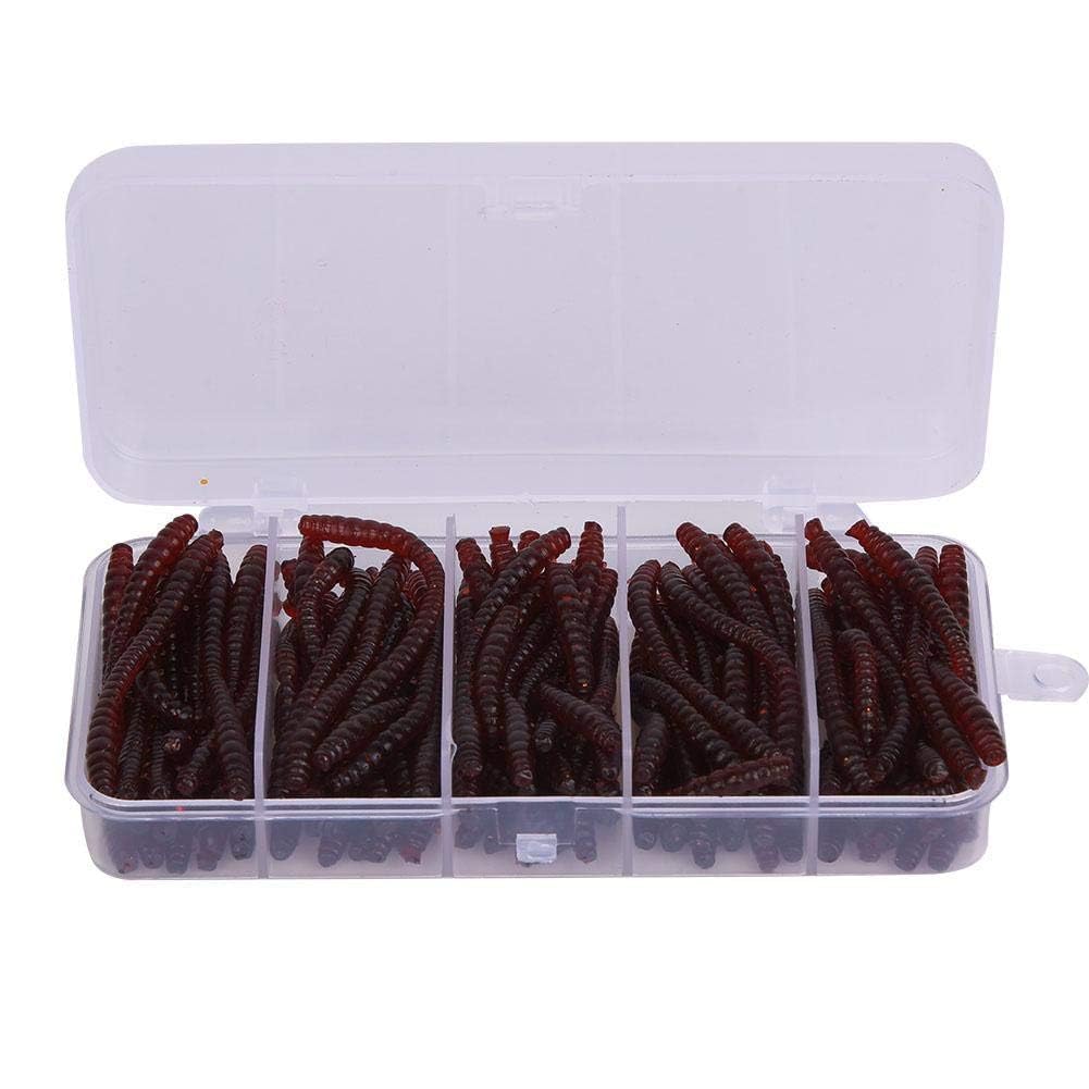 Pack of 100pcs 6cm Silicone Soft Fishing Worm Lure, Lifelike Fishing Bait Worm Fishing Lure Kit