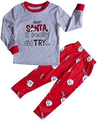 TheFoud Family Matching Christmas Pajama Set Sleepwear Nightwear Homewear (L, Kid)