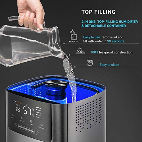 Premium Ultrasonic Cool & Warm Mist Humidifier TopFilling Whisper