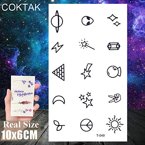 COKTAK 8 Pieces/Lot Funny Cartoon Children Temporary Tattoos For Kids Dog Paw Universe Star Moon Rocket Body Art Finger Arm Waterproof Fake Tattoo Stickers Face Decals Planets Women Tatoo Sheet Girls - Thumbnail 6