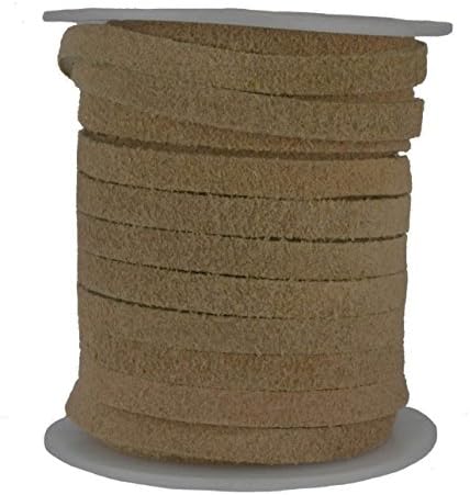 Genuine Flat Suede Leather Cord, 10 Meter Spool, 5.0 millimeter Natural