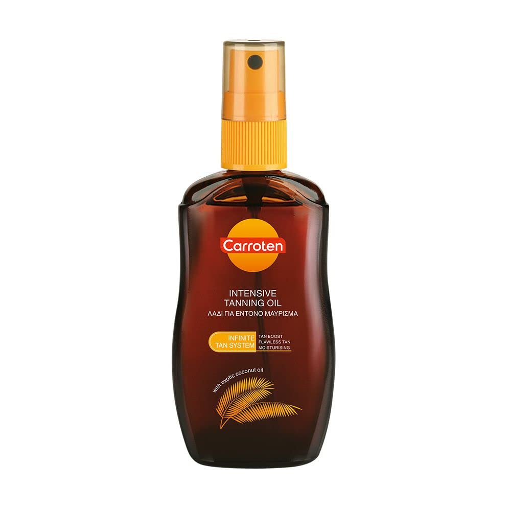 Carroten Intensive Tanning Oil 50 ml - Tan Accelerator with Carrot and Coconut Oils - Sunbed Tanning Accelerator with Vitamin A & E - SPF0