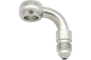 KRD PERFORMANCE Stainless Steel 90 Degree 10.2mm M10 Banjo Eye Hole Diameter to 4AN Male Brake Clutch Fitting for AN4 PTFE Brake Hose Line