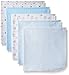 BON BEBE Boys' Paws Assorted 5 Pack Receiving Blankets, Puppy Dog Blues, Newborn