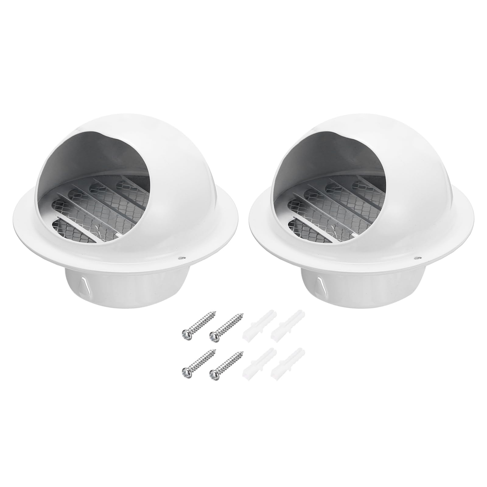 Photo 1 of PATIKIL 3 Inch Vent Round Cover, 2 Pack Stainless Steel Exterior Wall Air Vent Louvered Soffit Vent Exhaust Outlet Hood for HVAC Ducting Exhaust Extractor Fan, White