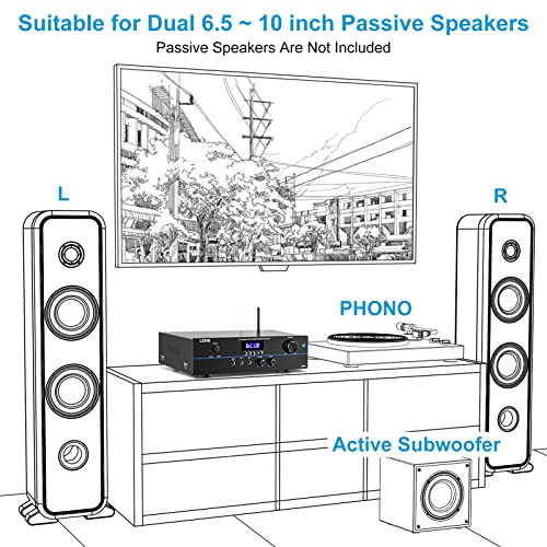 LZSIG Bluetooth 5.0 Home Audio Amplifier Stereo Receivers with Phono