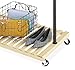 Whitmor Slat Wood Garment Rack - Freestanding Rolling Clothing Organizer - New Zealand Pine Shelf