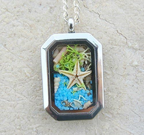 Geometric silver platted natural pendant - different color sand