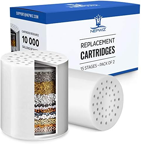 Pack of 2-15 Stage Universal Replacement Cartridge with Vitamin C for Shower Filter - Water Softener Cartridge Removes Chlorine - Reduces Fluoride & Chloramine - Fits All the Similar Shower Filters