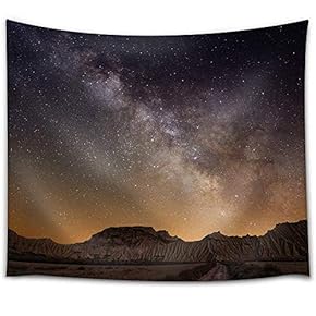 Landscape View of The Mountains and Night Sky - Fabric Tapestry, Home Decor - 51x60 inches