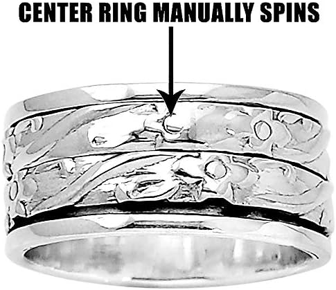 Desiregem Anti Anxiety and Worry Less Meditation Spinning 925 Sterling Silver Ring Size DGR1045 (8.5)