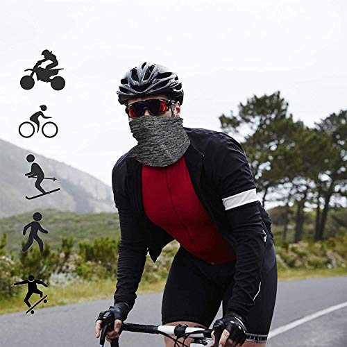 CESHUMD Face Cover Neck Gaiter Multifunctional Headwear Bandana Headband Scarf,Sunscreen and UV Protection Bandana,Balaclava, Neck Tube Scarf for Yoga,Cycling,Running (Grey)