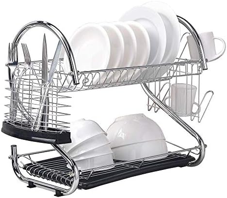Wtape Durable Steel Rust Proof Kitchen In Sink Two Tier Dish Drying Rack, Dish Drainer